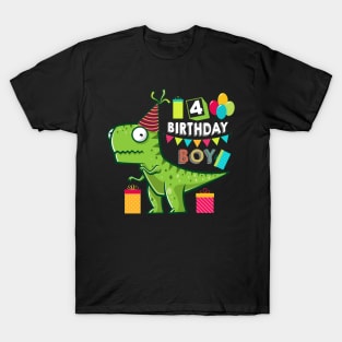 Birthday Dinosaur 4 Years Old T-Shirt